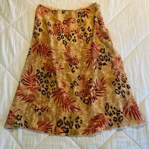 Talbots Animal/Palm Print Silk Ankle Length Skirt Zip Zipper Lined Skirt - 12